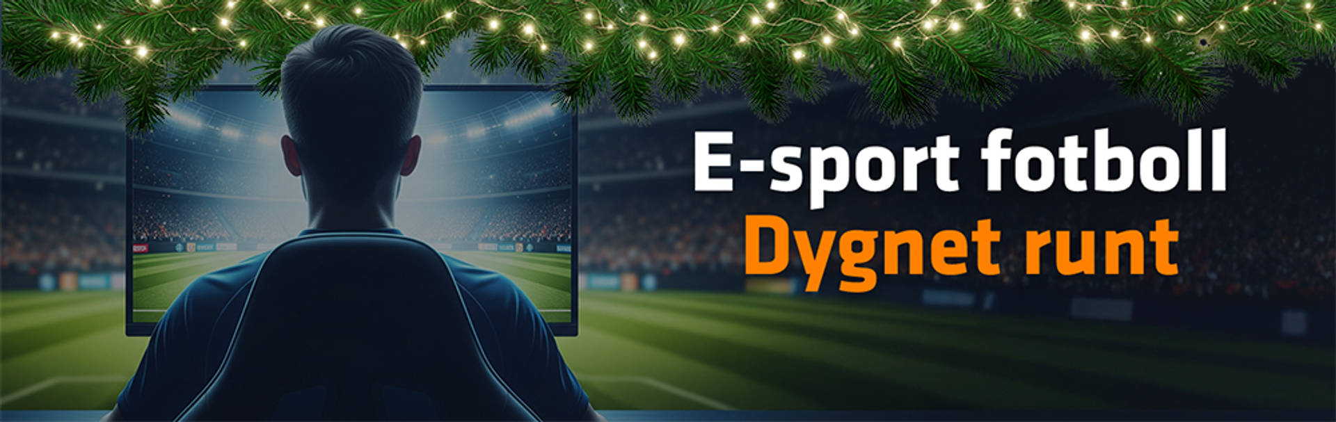 E-sport fotboll dygnet runt visas på en skärm.